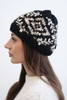 Women's wool winter hat with decorative crystals K399 black