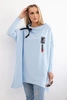 Oversize sweatshirt with asymmetrical sides azure