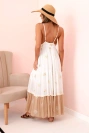 Damenkleid aus Viskose mit Stickerei und ausgestelltem Saum ecru