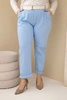 Plus Size women's cotton pants with a belt blue