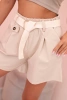 Women's high-waisted shorts with a belt beige
