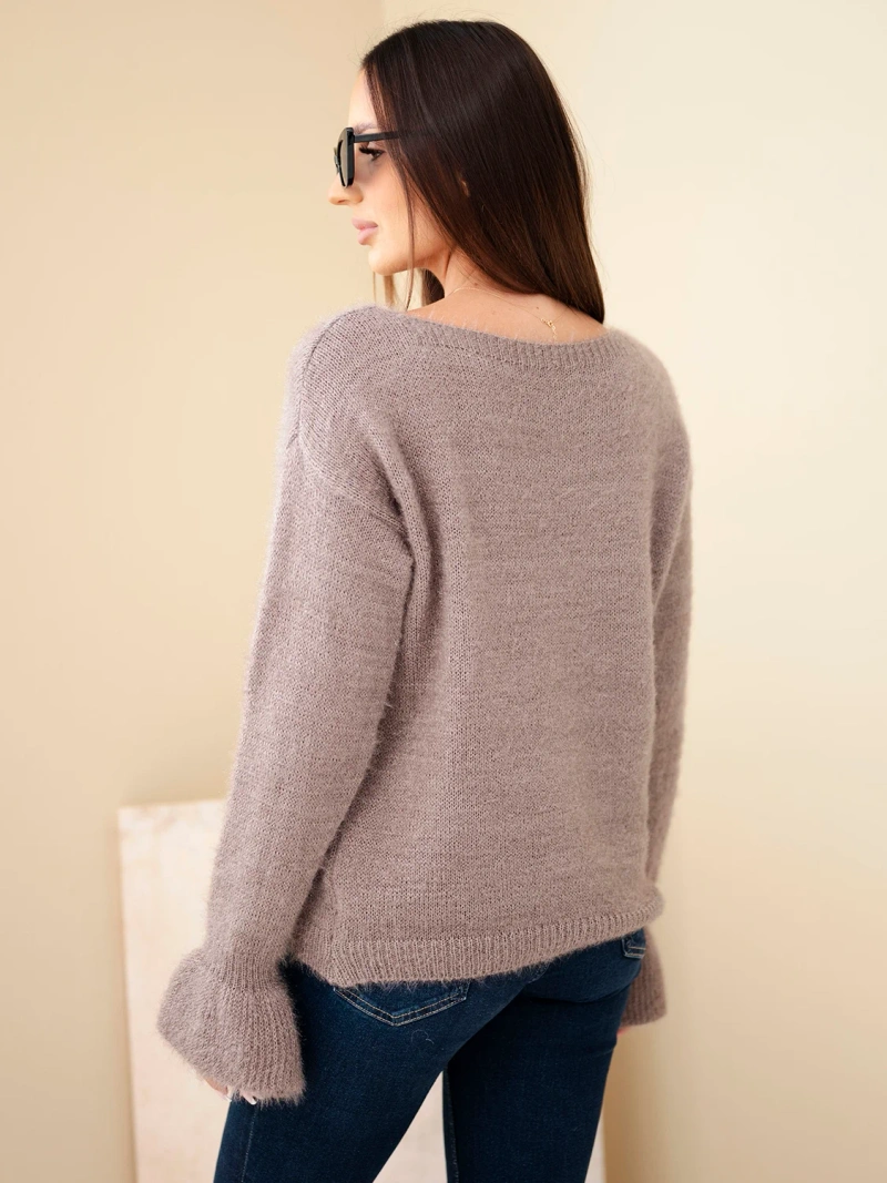 Damenpullover mit Mohair und Wolle mit Rüsche an den Ärmeln fango