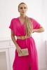 Long dress with a decorative belt pink