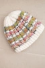 Damenwintermütze mit buntem Garn und elastischem Bündchen K352 weiß+grün+neonpink