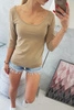 Round neckline blouse camel