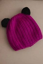 Damen Wintermütze aus Wolle mit Pompon K433 fuchsie