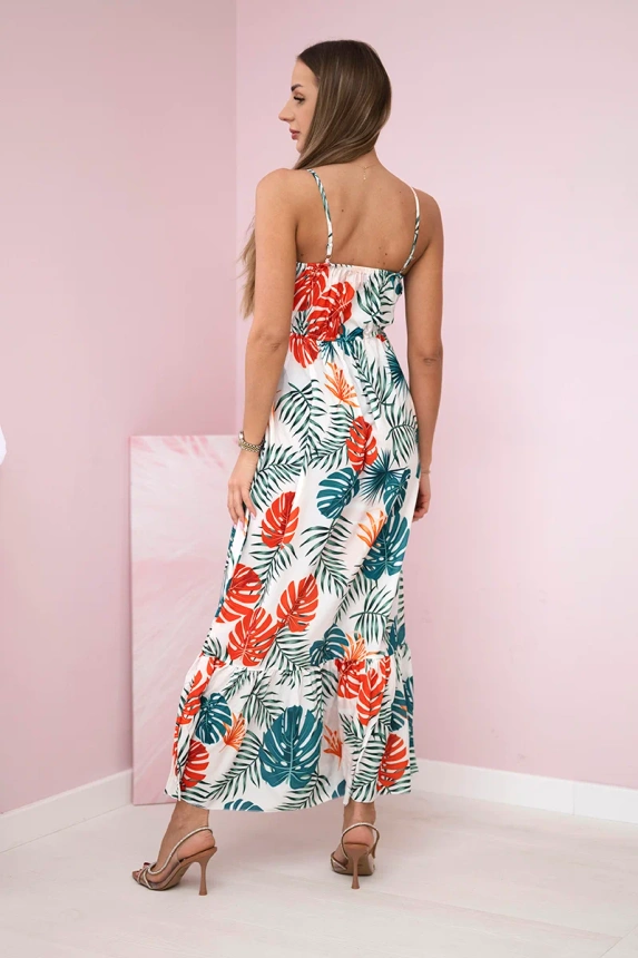 Dress with a leaf motif ecru