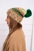 Cap with fleece Pola K267 green + yellow neon