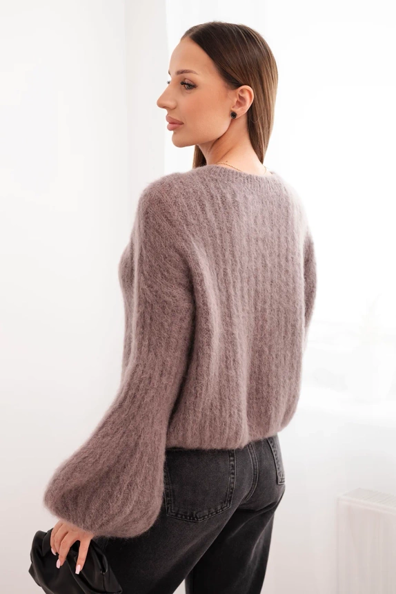 Damenpullover aus Mohair mit puffärmel fango