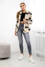 Bavlnená bunda s farebnou potlačou ecru+čierna