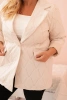 Damenjacke Plus Size gesteppte mit Kragen und Knopf hellbeige