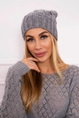 Čapica s fleece Paryż K213 svetlo šedá