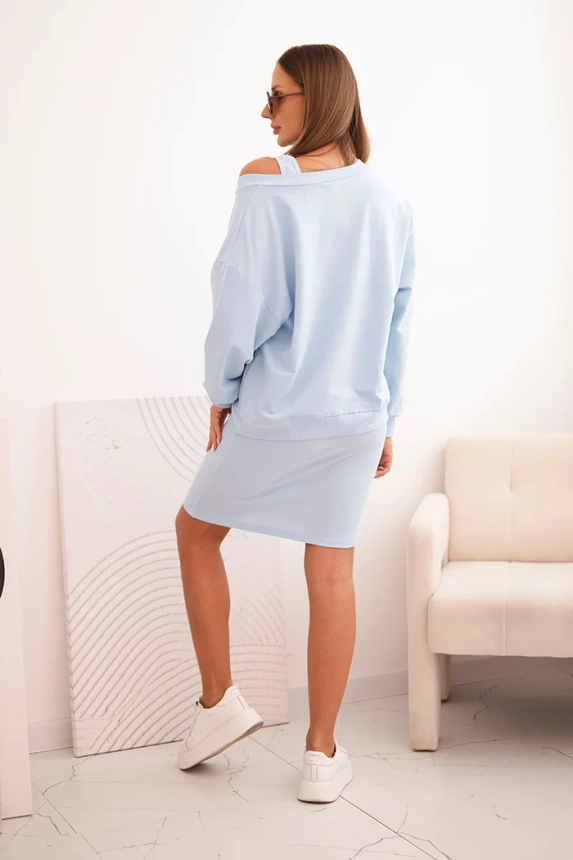 Set blouse + ribbed dress azure