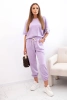 Women's viscose set with short sleeves and trousers light purple