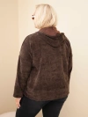 Plus Size women's corduroy hoodie with zipper oversized brown