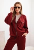 Damen-Set aus Viskose mit offener Jacke und Hose, bordeaux