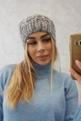 Adela vilnonė kepuraitė K282 šviesiai pilka + violetinė