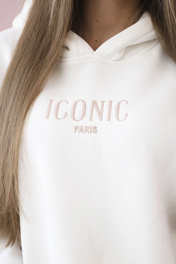 Insulated cotton set, sweatshirt with embroidery + pants ecru