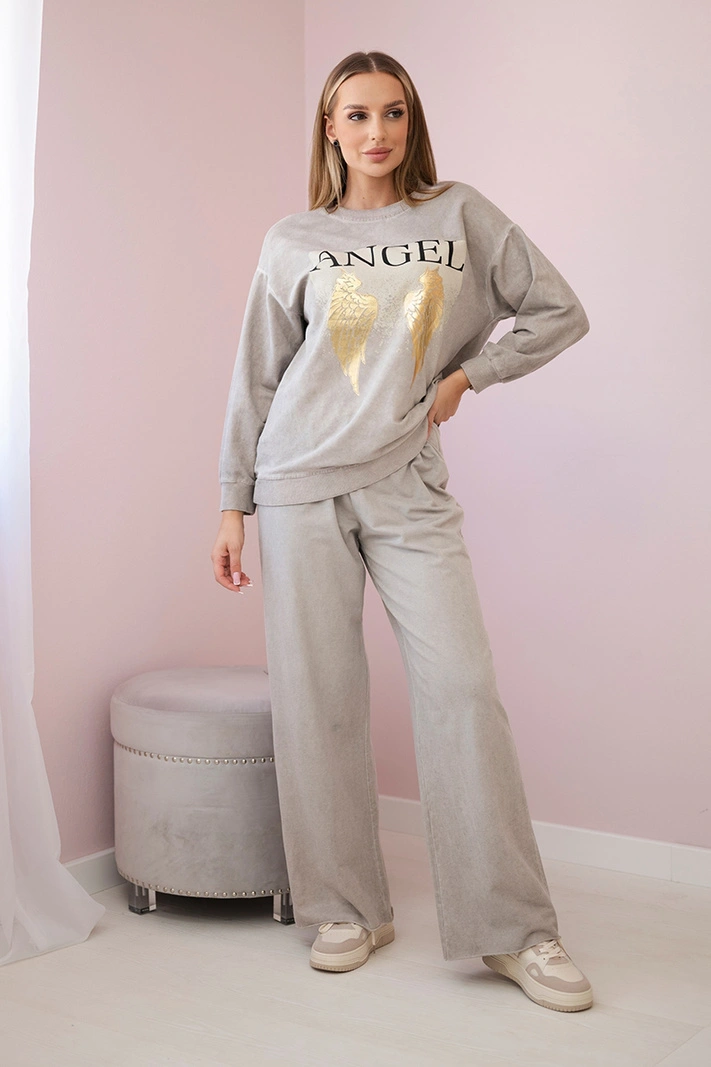 Baumwoll-Set Angel Sweatshirt + Hose beige