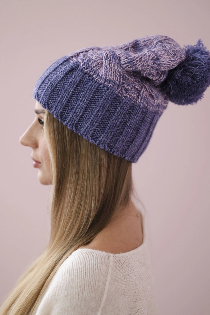 Čapica s fleece Paryż K213 fialová + púdrová ružová