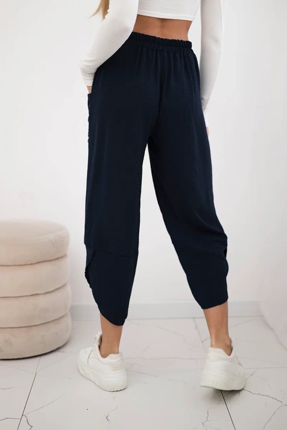 Hose mit weitem Bein und Taschen marineblau