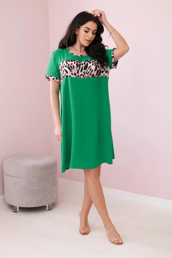 Leopard print dress bright green
