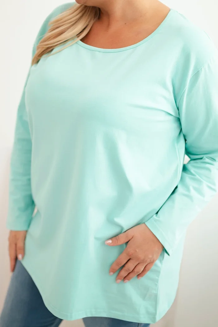 Dámska blúzka Plus Size s lodičkovým výstrihom mentolová
