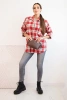 Women's cotton checkered shirt with a distressed effect red