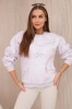 Insulated sweatshirt with welt and decorative bows beige melange