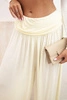Women's viscose trousers with wide leg and ruffles yellow