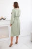 Dress tied with a pleated hem light khaki