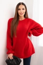 Damenpullover mit Mohair- und Wollanteil in lockerer Passform rot
