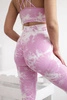 Fitness set top+ legíny push up světle růžová + ecru