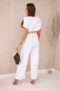 Overalls with a decorative belt at the waist white