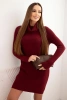 Damenkleid aus Viskose-Strick mit breitem Kragen bordeaux
