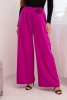 Women's elegant wide-leg pants with decorative flower dark purple