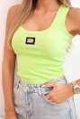 Women's ribbed tank top with decorative patch apple
