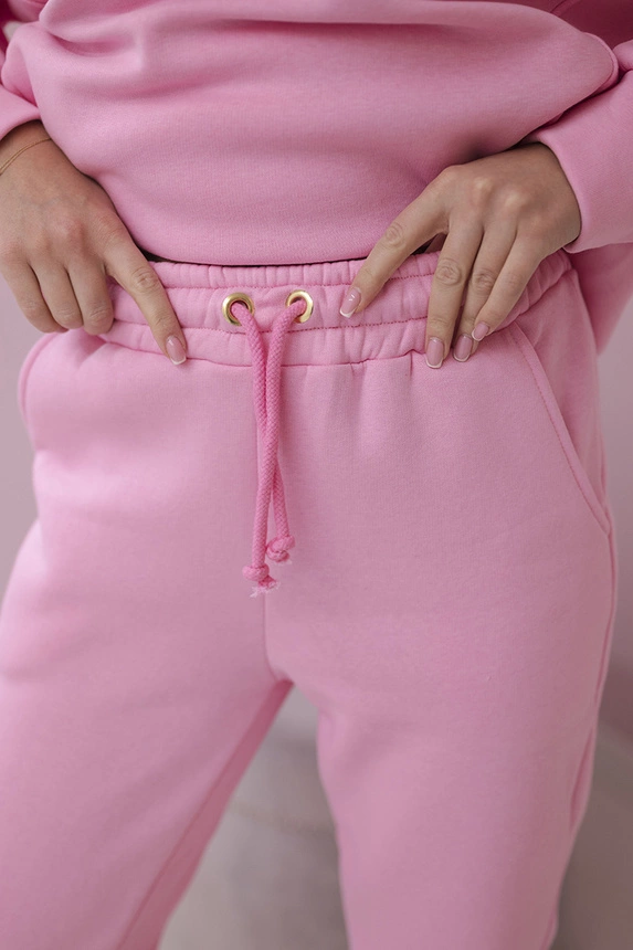 Zateplený set s mikinou s kapucí světle růžový