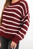 Women's striped loose-fit sweater with wool maroon