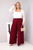 Plus Size women's cotton pants with wide legs and a loose fit burgundy