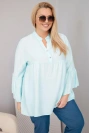 Damenbluse aus Viskose in Plus Size mit Volantärmeln und V-Ausschnitt mintfarben