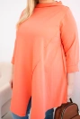 Dámská bavlněná blůza Plus Size asymetrická s ohrnutým rukávem meruňková