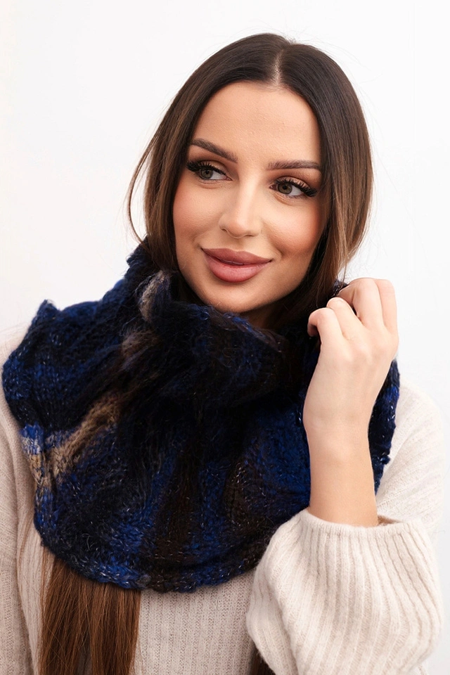 Women's soft wool scarf winter turtleneck KN21 navy