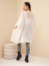Dámský oversize svetr s volným vzorem bez zapínání béžový