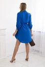 Dress with button closure and tie at the waist cornflower blue