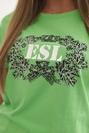 Dámská bavlněná halenka s ozdobným potiskem ESL zelená