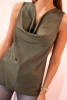 Women's satin blouse with a waterneck – an elegant cut khaki