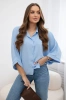 Oversized blouse fastened with buttons blue