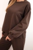 Women's cotton set with wide legs and a long-sleeve sweatshirt brown
