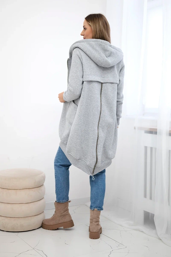 Insulated sweatshirt with a zipper at the back gray